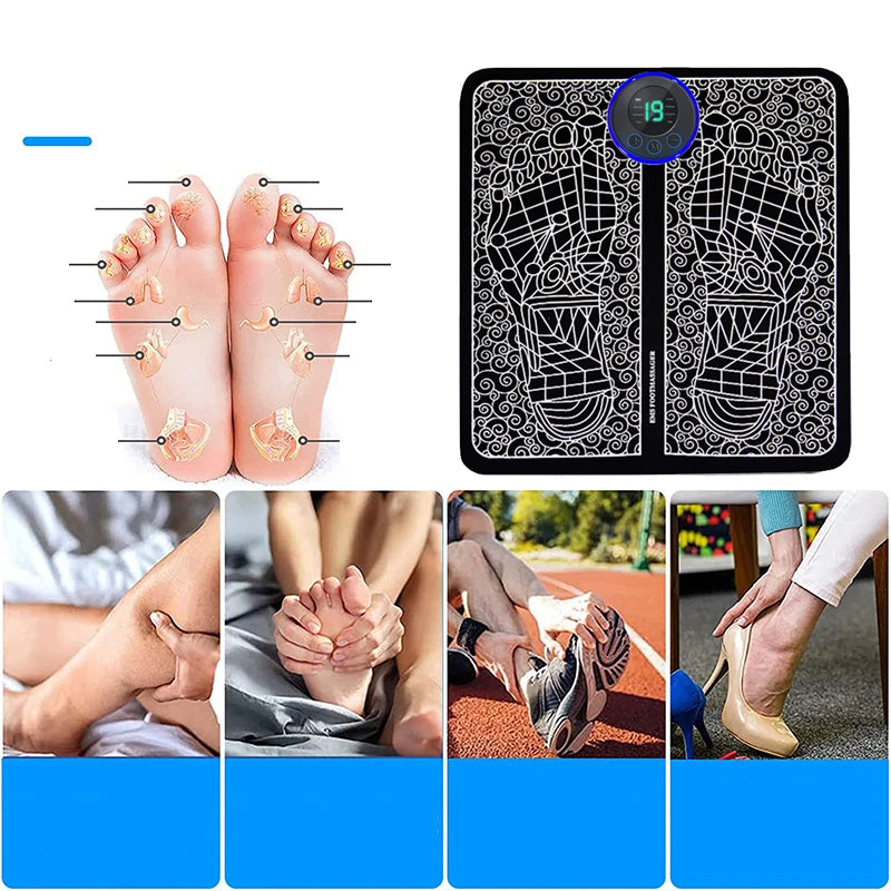 Foot Massger Sole Massage Pad Feet Muscle 8 Modes 19 Level