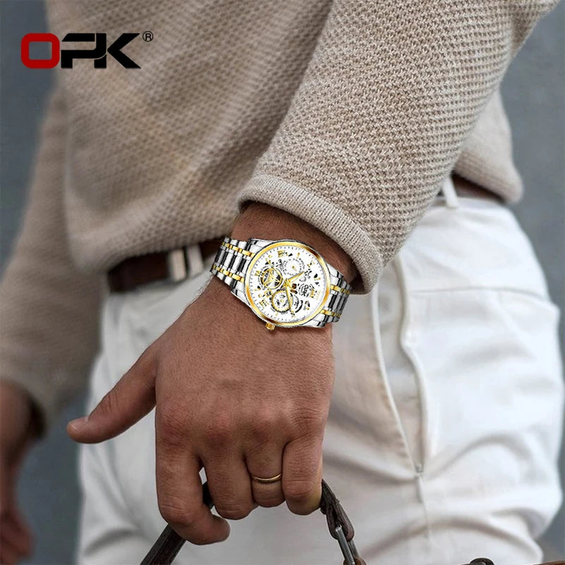 Men's Watch, Steel Band with Night Glow Waterproof