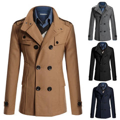 Men's Long Coat Winter Warm Woolen Overcoat Fashion