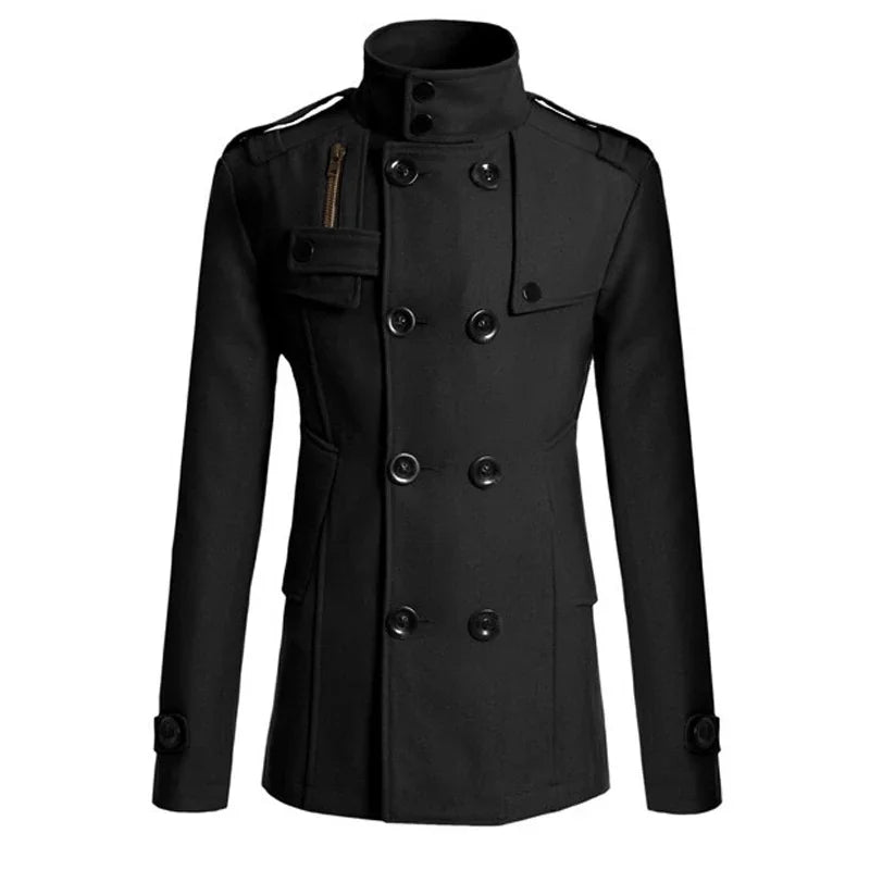Men's Long Coat Winter Warm Woolen Overcoat Fashion