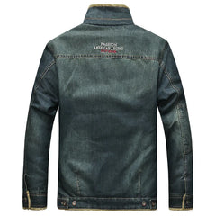 Winter Denim Jacket Men Windbreaker Fleece Thick Warm