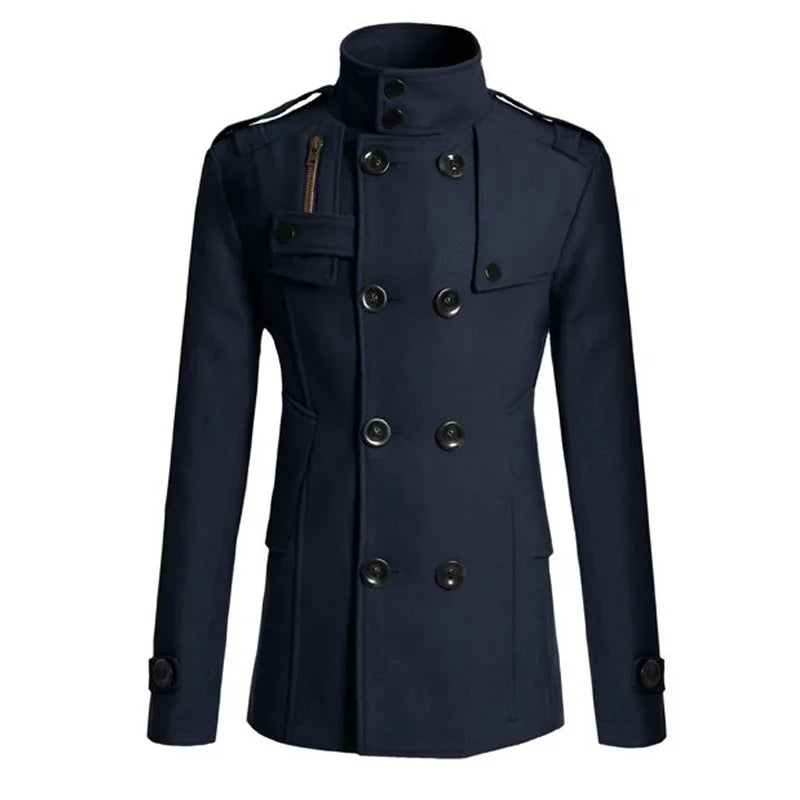 Men's Long Coat Winter Warm Woolen Overcoat Fashion